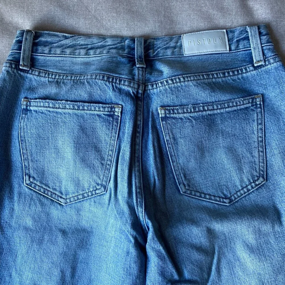 EUC Distressed Boyfriend Jeans with Heavy Rip Detail (Light Wash, Cuffed Hem) 27 - Picture 8 of 8